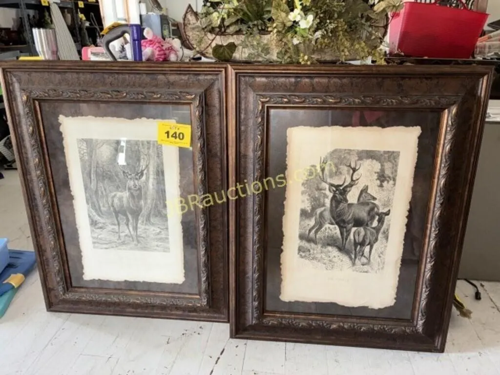 DEER PRINTS IN ORNATE FRAMES, BEAUTIFUL IN PERSON!