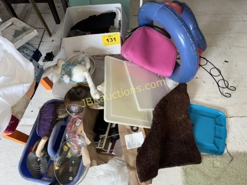 PURSE, CLEANING SUPPLIES, ETC