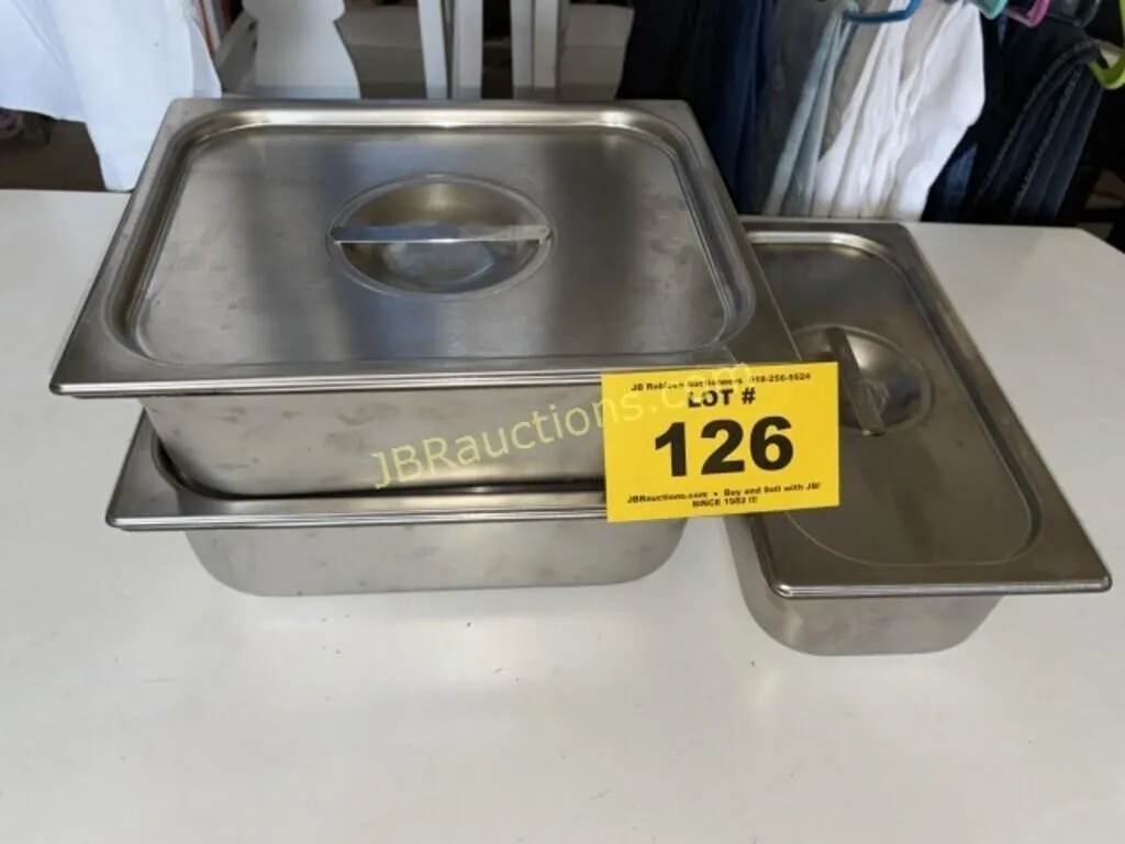 SET OF 3 STAINLESS STEEL RESTAURANT BAKING / STEAM