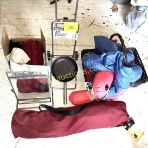 CAMP CHAIR, LUGGAGE DOLLIE, MIRROR. ETC.