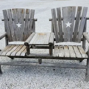 Rustic Wooden Char-Log Dbl. Chair w/Tray