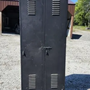 Vintage Double-Bay Industrial Metal Locker