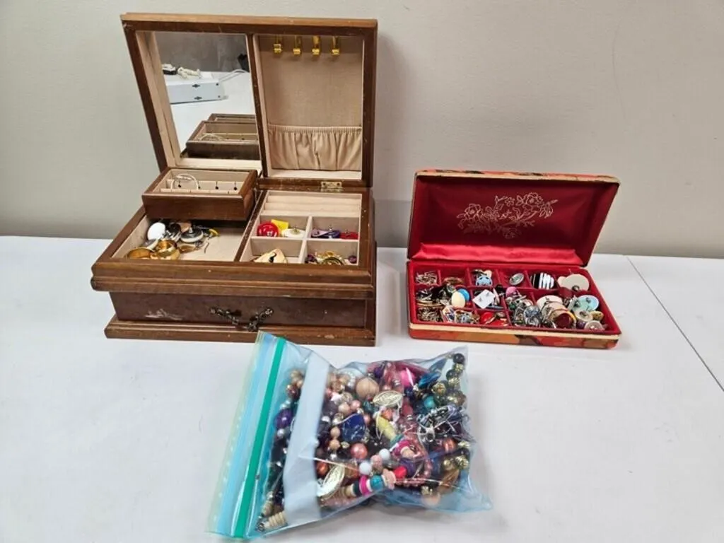 Mixed Costume Jewelry in 2 Jewelry Boxes