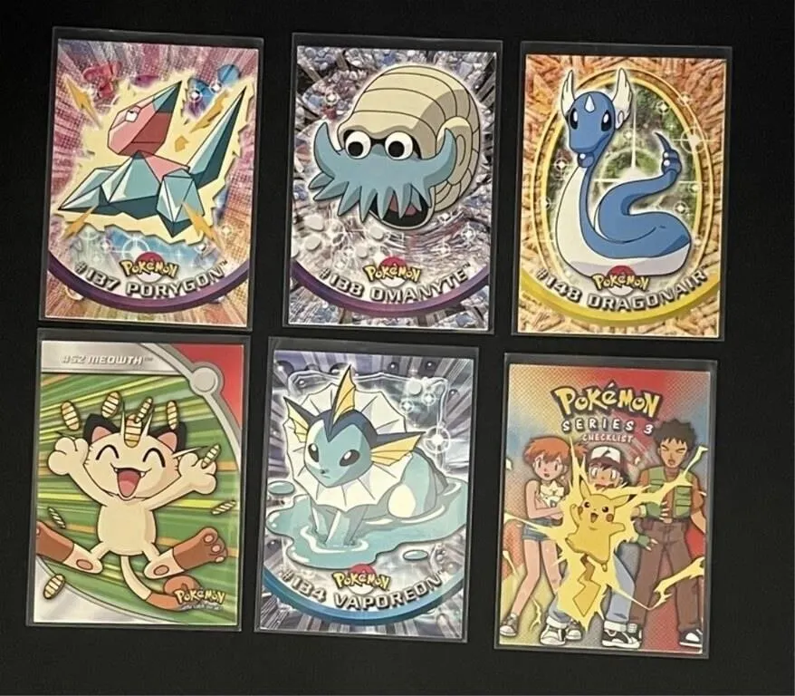 Vintage Topps Pokemon Series 3 Cards - 6pc