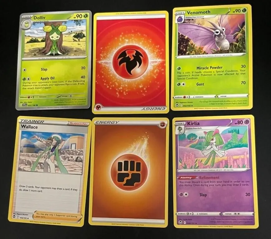 Pokemon TCG Dolliv Venomoth Kirlia & Energy (6pc)