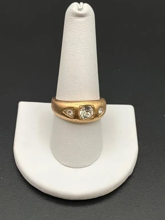 18k Gold-Plated Ring with Clear Stones