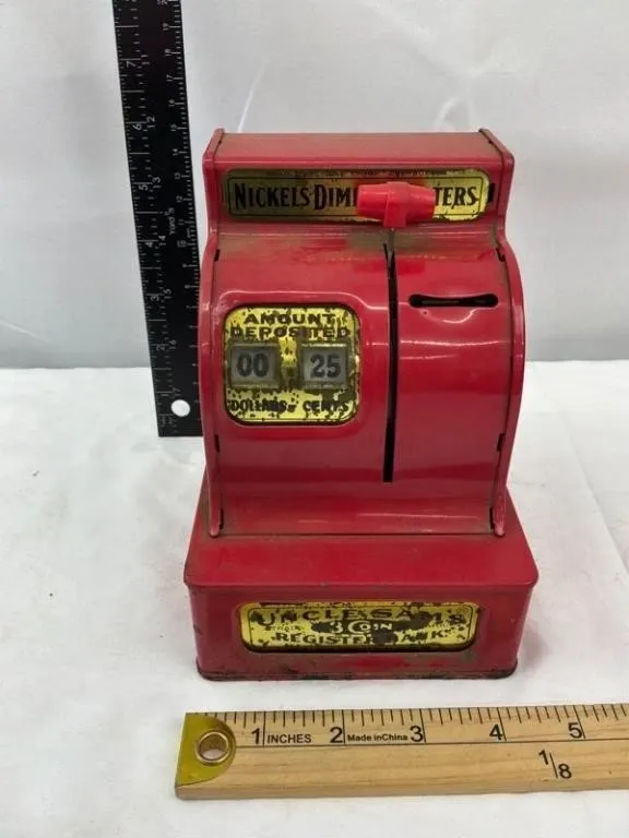 Vintage Uncle Sam 3-Coin Register Bank