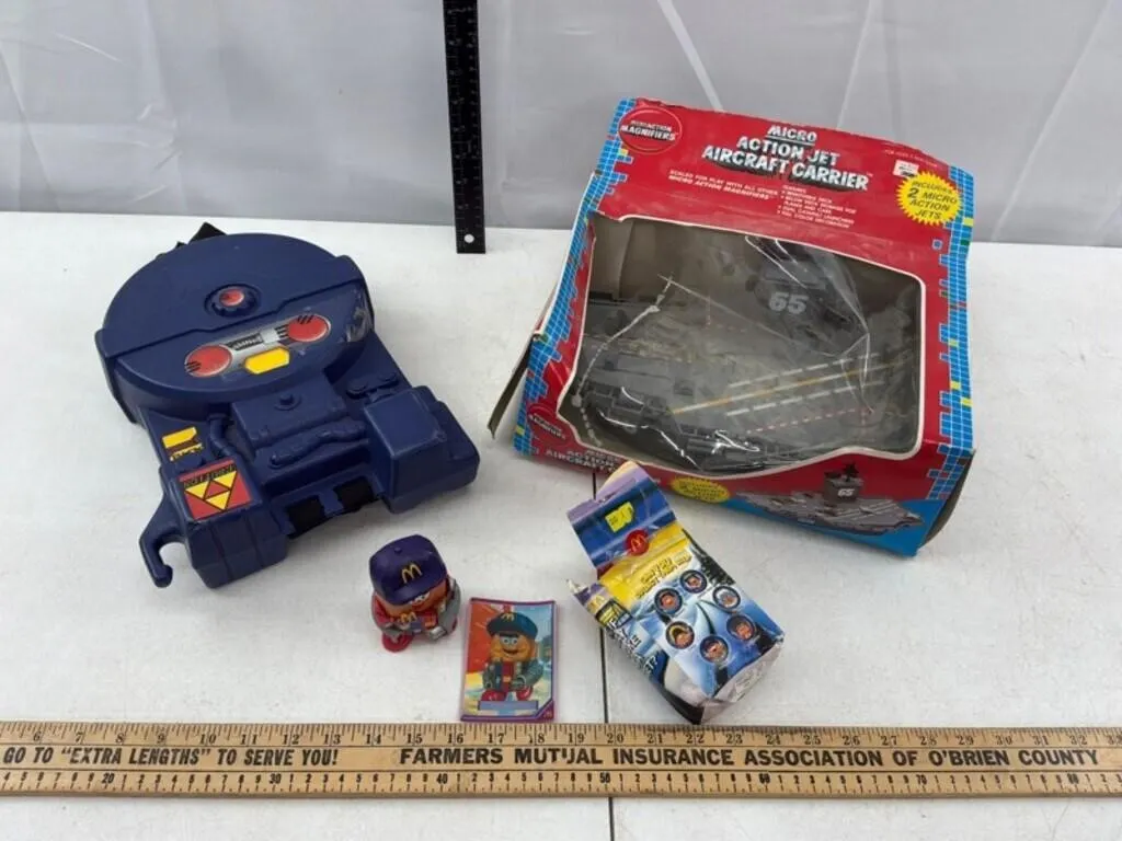 Vintage Micro Action Carrier & McD Toys (4pc)
