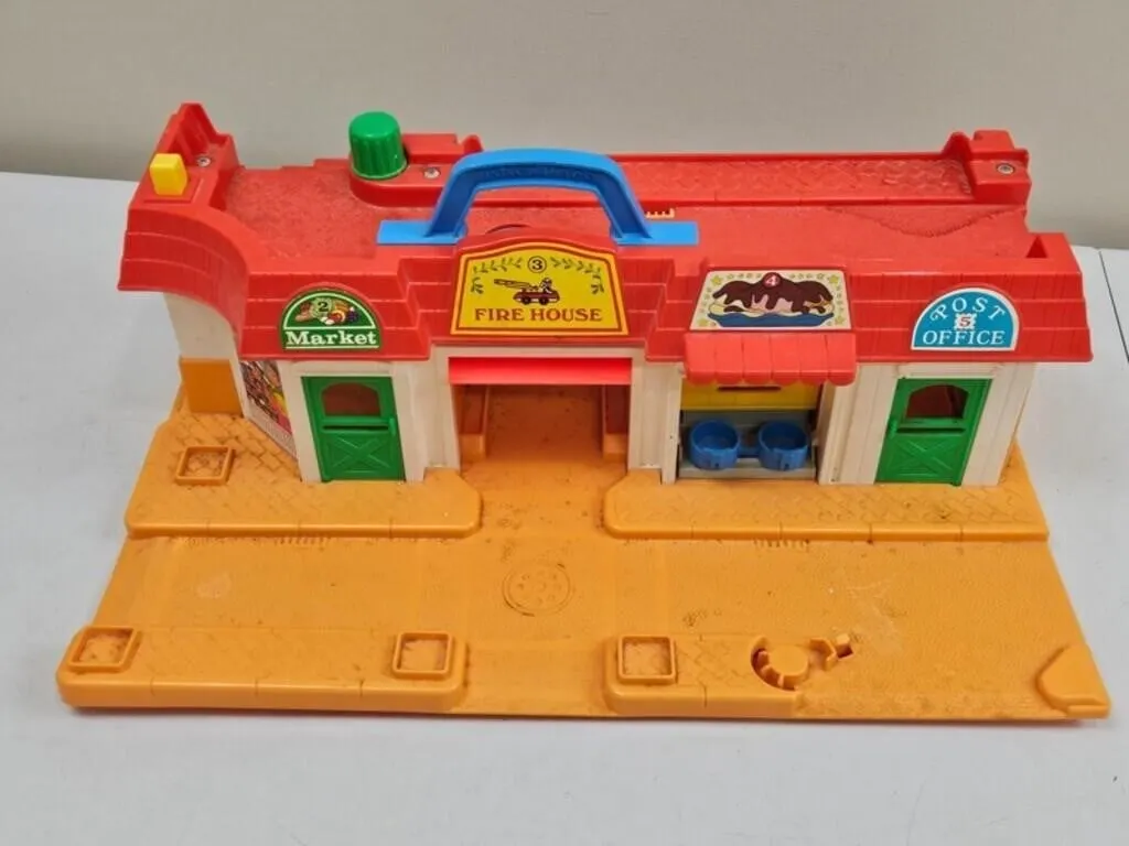 Vintage Fisher-Price Market Fire House Playset