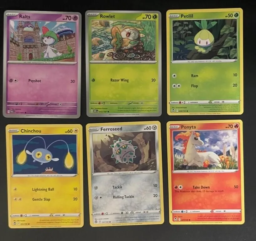 Pokemon TCG Ralts, Rowlet & More Cards (6)