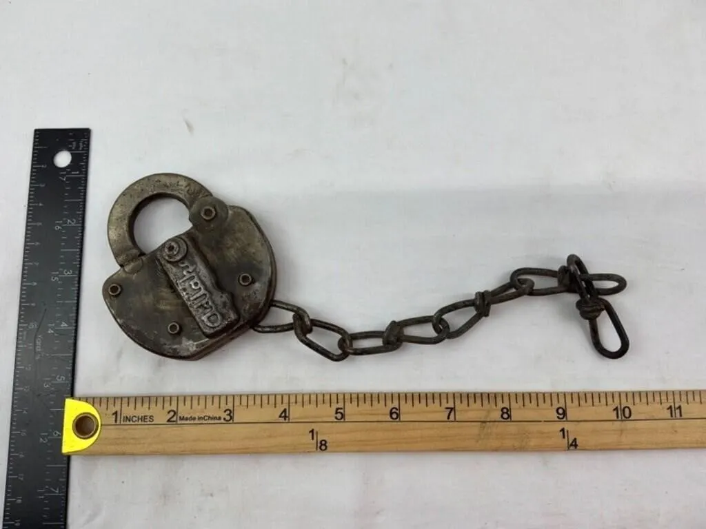 Metal Chain Lock with Attached Chain