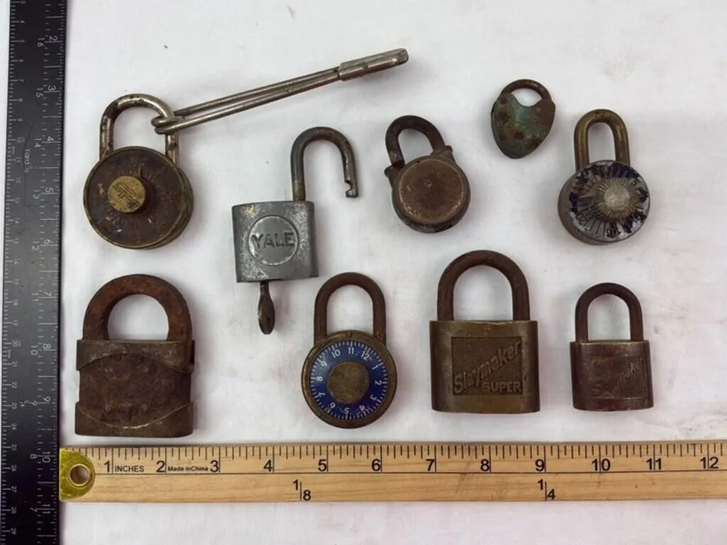 Vintage Padlock Collection (Lot of 9)