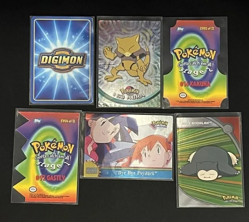 Vintage Pokemon & Digimon Cards (Lot of 6)