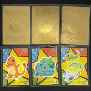 6pc 3- Gold-Tone Pokemon Character Cards