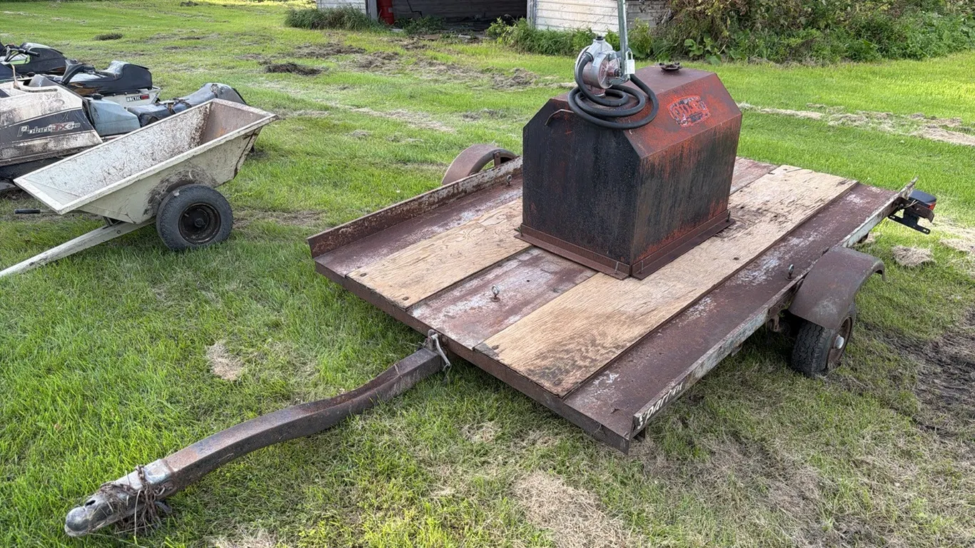 Spartan 8'x68" utility trailer w/ 50 gallon fuel service unit & hand pump