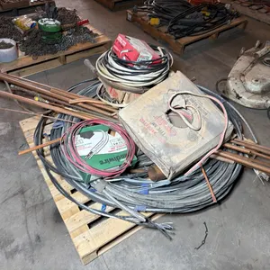 Large quantity of assorted steel wire, elec wire & copper tubing