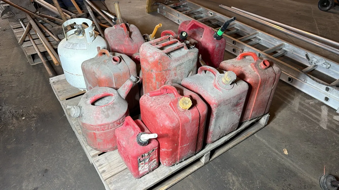 Assorted fuel cans & LP tank