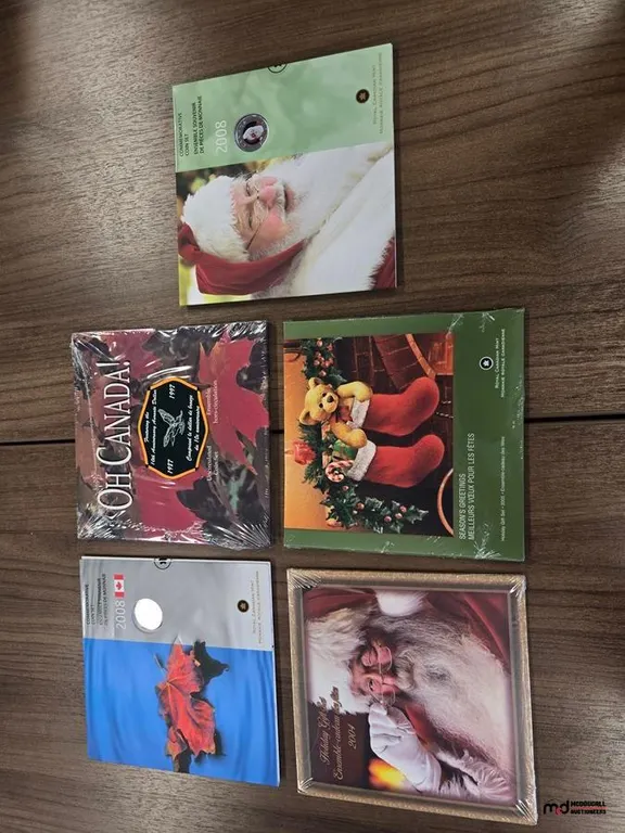 Royal Canadian Mint 1997 & 2008 Oh Canada Coins, 2004-2005 & 2008 Christmas Year Coin Sets in Folders
UNRESERVED