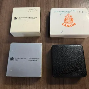 1978, 1980, 1982 & 1988 Royal Canadian Mint Cased Silver One Dollar Coins
 UNRESERVED