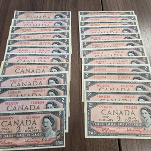 (25) 1954 Bank of Canada $2 Banknotes
 UNRESERVED