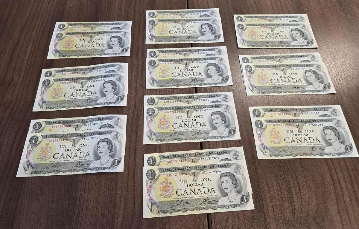 (20) 1973 Bank of Canada Uncirculated One Dollar Bank Notes (10 Pairs w/ Consecutive Serial Numbers)
UNRESERVED