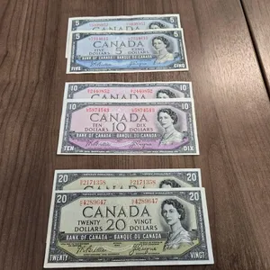 (6) 1954 Bank of Canada $5, $10 & $20 Banknotes (Beattie/Resminsky & Beattie/Coyne)
 UNRESERVED