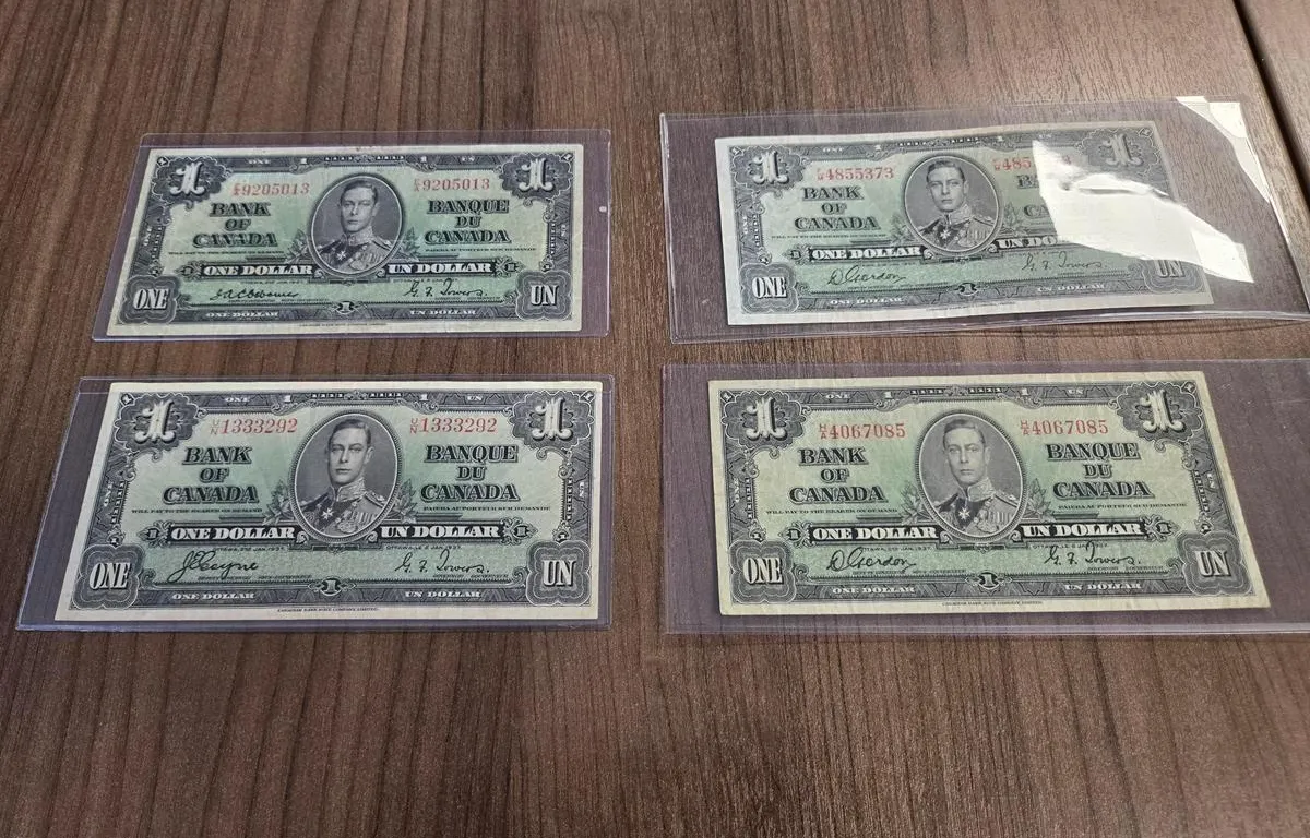 (4) 1937 Bank of Canada One Dollar Banknotes (Osborne, Coyne, Gordon & Gordon Narrow Signature Panel) (H/A)
UNRESERVED
