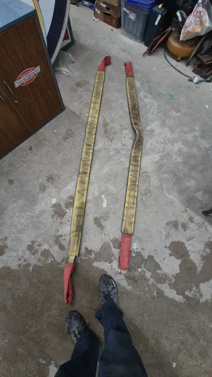 Two Yellow and Red Webbing Slings, h.d.