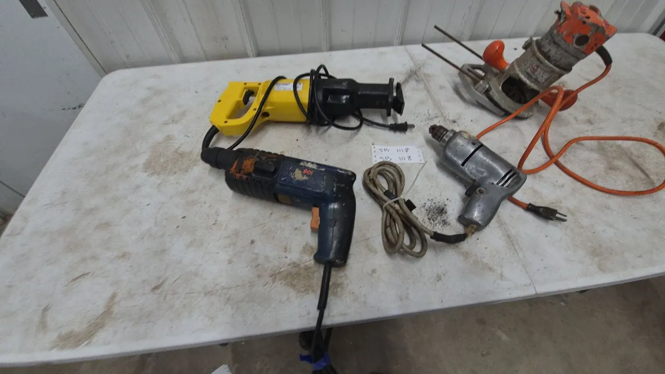 Bosch Rotary Hammer Drill, Reciprocating Saw, Vintage Drill, and Router