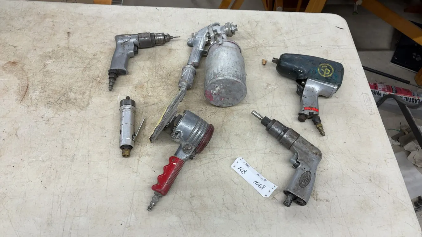 Assortment of Pneumatic Air Tools Including Chicago Pneumatic Impact Wrench, Sioux Drill