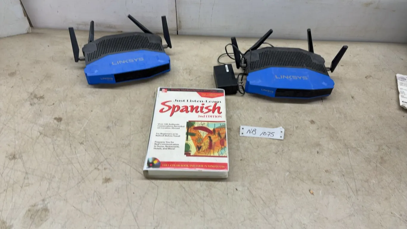 Two Linksys WRT3200ACM Wi-Fi Routers (1 Power Cable) and McGraw-Hill Just Listen n' Learn Spanish