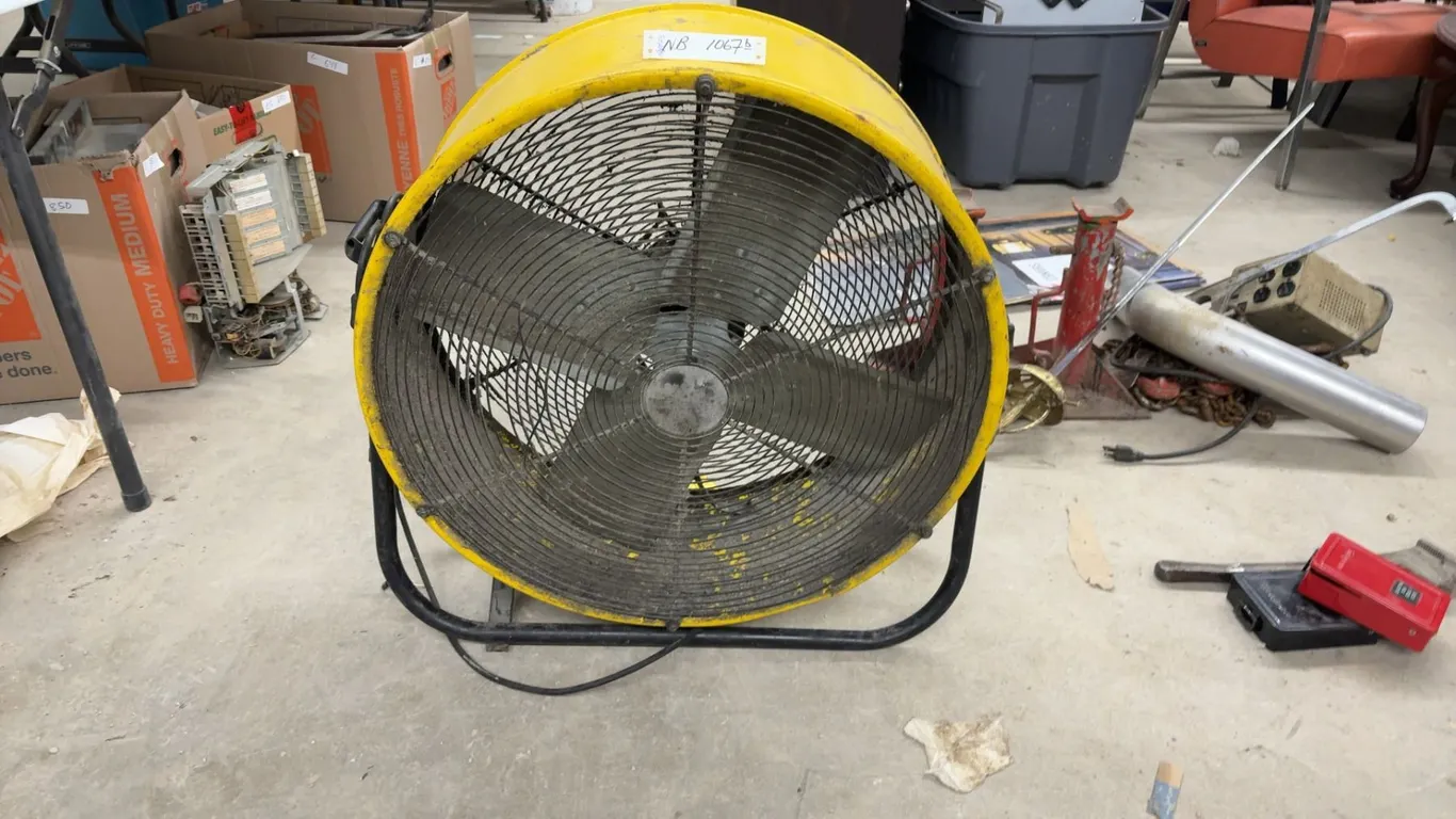 MaxxAir Yellow Portable Industrial Drum Fan with Stand