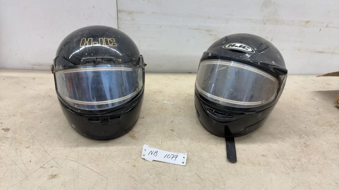 Two HJC CL-10 and Additional HJC Full-Face Motorcycle Helmets, Sz L and M