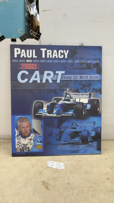 Paul Tracy 2003 CART Champ Car World Series Commemorative Hardboard Photo by Paul Webb, 29 × 24”