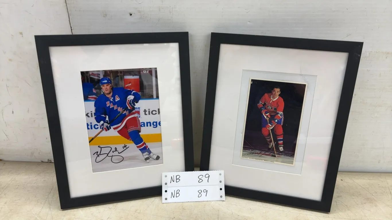 Two Framed and Matted Autographed Hockey Player Photos: New York Rangers and Montreal Canadiens