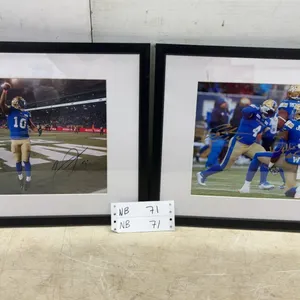 Two 15 × 12 Framed and Autographed Winnipeg Blue Bombers Football Photos