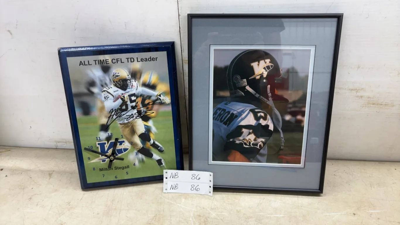 Milton Stegall Signed CFL TD Leader Clock and Framed Football Player Photo