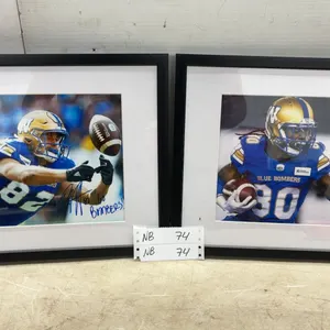Two 15 × 12 Framed and Autographed Winnipeg Blue Bombers Football Player Photos