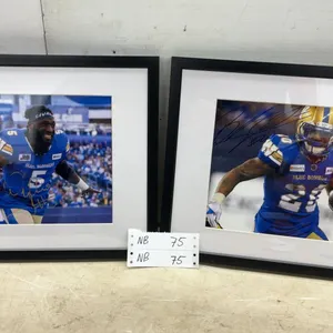 Two Framed and Autographed Winnipeg Blue Bombers Football Player Photos