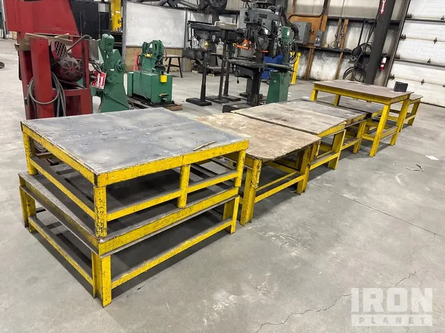 Quantity of (8) Tables Metal Frame Tables Shop Tables