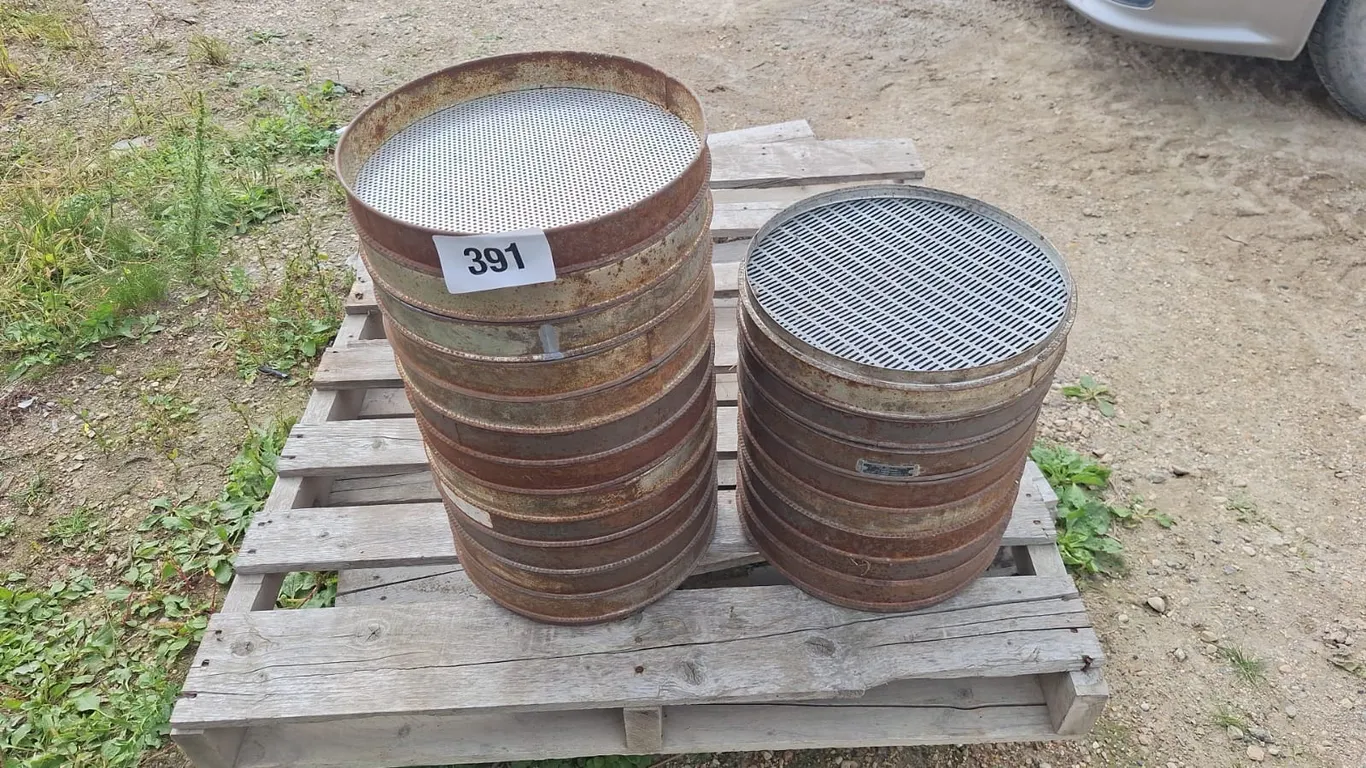 Set of 20 antique grain cleaning screens