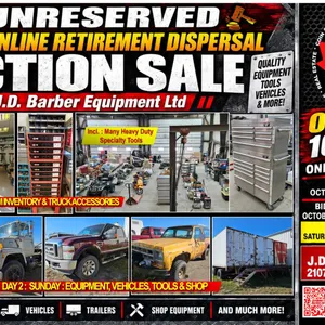 JD BARBER EQUIPMENT LTD. : Retirement Dispersal Auction Oct 10th & 11th : 2026