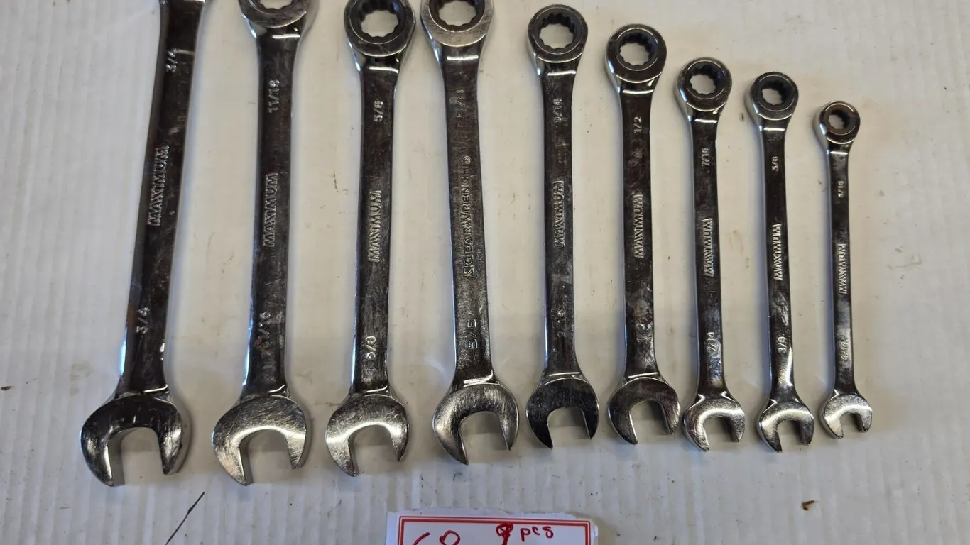 (9) Maximum 12-point Ratcheting Wrenches, Assorted Sizes