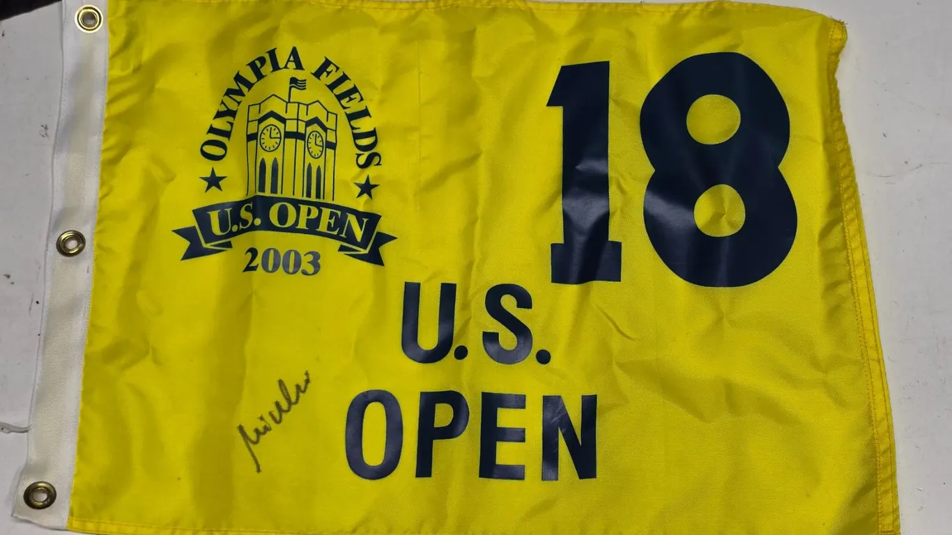 2003 US Open Olympia Fields Golf Pin Flag. 18th Hole (Signed)