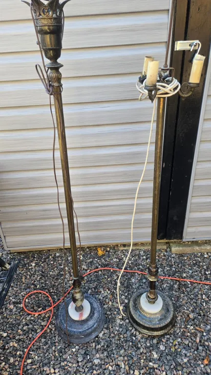Pair of Torchiere Lamp Stands – Good for Parts, Need Shades