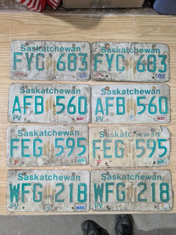 4 pairs of sask license plates