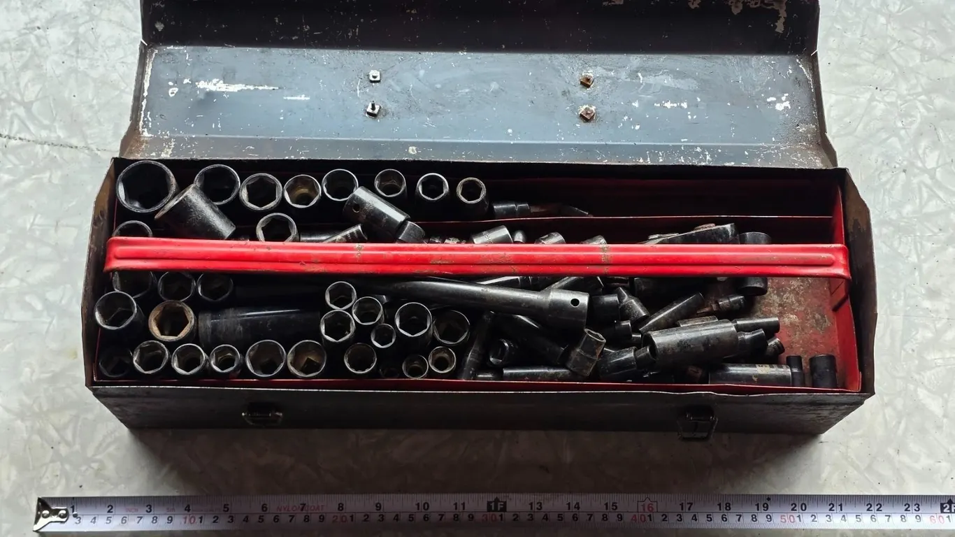 Tool box with sockets