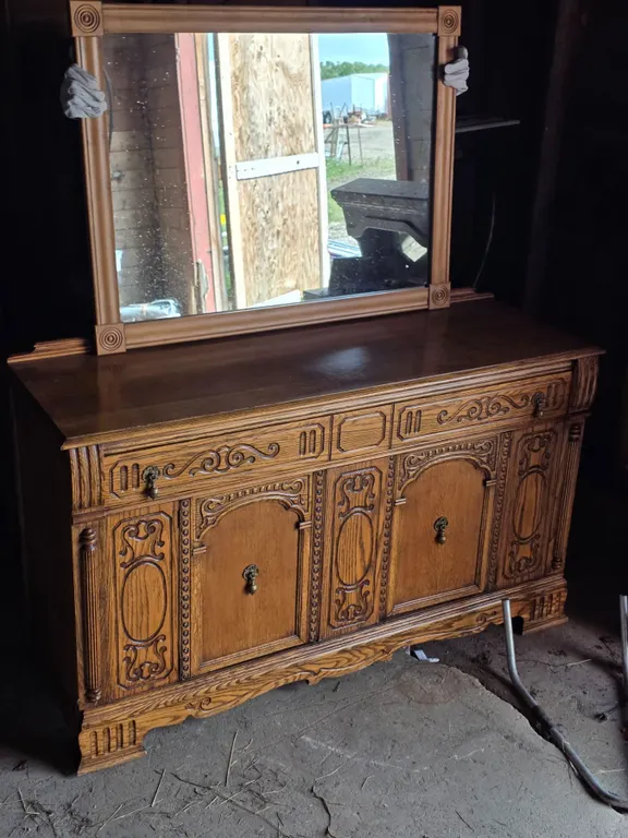 Vintage Buffet w/ Mirror – 60”x 20”x 36”H