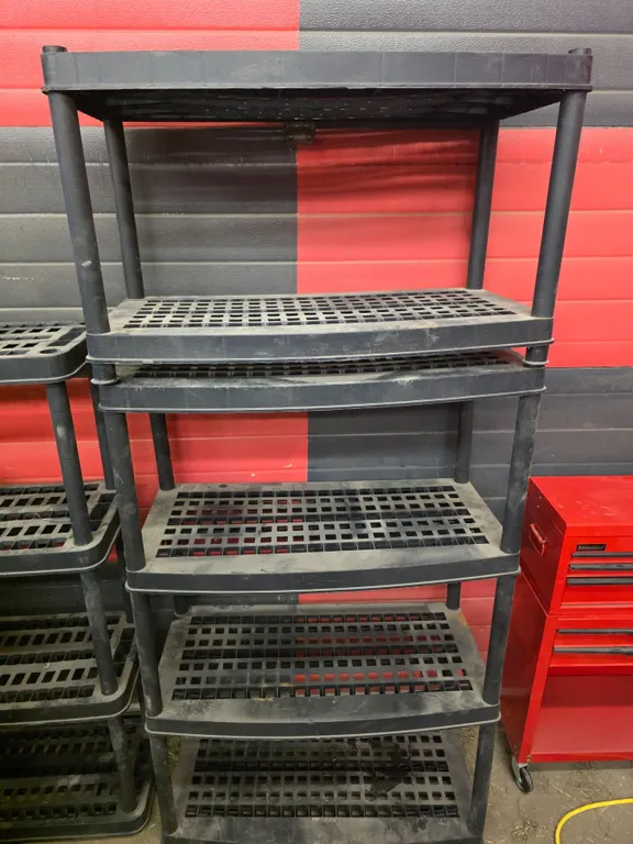*OFFSITE* 4-Tiered (36”x 17”x 59”h) and 2-Tiered Plastic Shelving Units