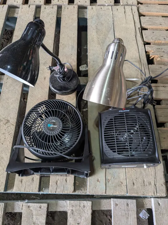 Space Heater, Fan, (2) Lamps